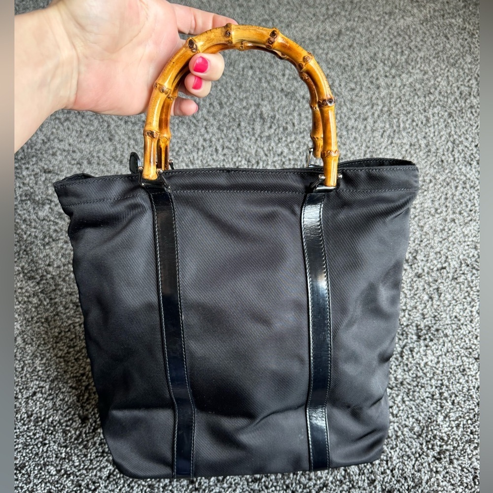 Gucci vintage nylon bamboo tote - Picture 2 of 15